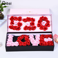 Emballage de gâteau en carton rigide réutilisable et remplissable Qibai Flower, en forme de lettre « Je t'aime », pour fleuriste, maman, fête des mères