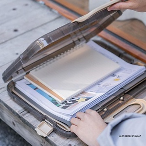 Transparent Plastic <b>File</b> Box <b>File</b> <b>Storage</b> Box Desktop <b>Storage</b> Portable Data Box Student Office Supplies Document Data Box - Product Image 5