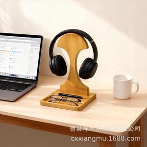 Support pour casque en bois, couleur bois naturel, support pour casque supra-auriculaire, organisateur de bureau, utilisation au bureau ou en dortoir - Product Image 4