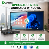 Tableau blanc interactif Amdox ES 4K, tableau intelligent avec caméra 48MP, 8 microphones, tactile 40 points, double système d'exploitation (Android/Windows), noir, garantie 1 an