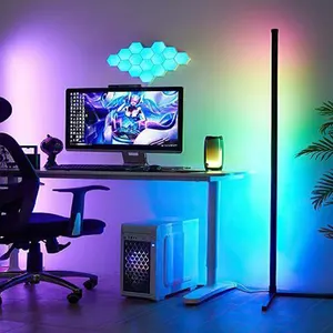 Luminária led inteligente rgb alimentar, lâmpada de chão moderna para área interna, decoração, aplicativo, controle, lâmpadas de chão