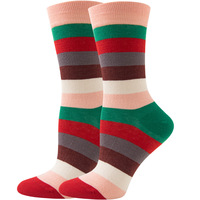 Chaussettes unisexes fantaisie à faible MOQ, personnalisables avec logo, design tendance, jacquard coloré, rayures amusantes