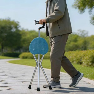 Folding Cane <b>Stool</b> Aluminum Alloy Adjustable Non Slip <b>Portable</b> Outdoor Seat For Elderly Walking Stick - Product Image 1