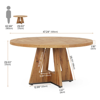 Juego de Mesa de Comedor Redonda Grande de Madera Maciza Extensible para 6 Personas, Estilo Rústico Moderno y Minimalista para el Hogar