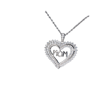 Collar con Colgante de Corazón Helado, Regalo para Mamá, Cadena de Eslabones Personalizada Estilo Hip Hop para Mujer, Plata S925, Moissanita VVS, Rosa, 18 Pulgadas - Product Image 1