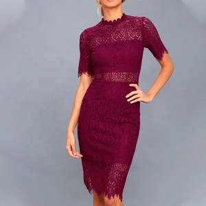 Commercio all'ingrosso di Estate di Modo Sexy Elegante Manica Corta Abito di Pizzo <span class=keywords><strong>Nero</strong></span> - Product Image 4