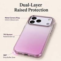 Coque de téléphone IMD dépolie mate avec anneau et boutons métalliques dégradés pour iPhone 17 Pro Max, antichoc et protectrice