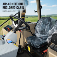 Tracteur agricole 4x4 120 ch avec cabine climatisée, moteur diesel, démarrage électrique