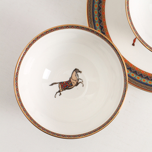 <span class=keywords><strong>Vajilla</strong></span> de Porcelana Fina Estilo Nórdico Inglés, Juego de <span class=keywords><strong>Vajilla</strong></span> de Cerámica Blanca con Borde Dorado, Ecológica, con Logotipo Personalizado - Product Image 6