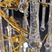 Nouvelle conception de lustre LED personnalisé en verre avec cadre en cuivre pour salle de bal, hôtel, grande taille