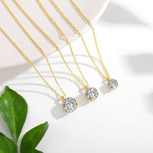Kalung Liontin Moissanite Desain Minimalis 4 Cabang 1ct 2ct 3ct Wanita Hadiah Ulang Tahun Mewah Liontin Emas 14K Berongga - Product Image 4