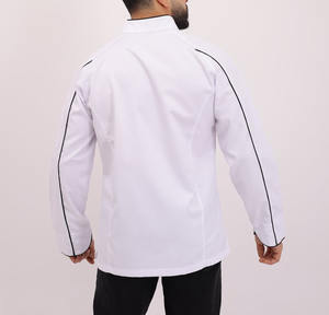 เสื้อแจ็กเก็ตสำหรับพ่อครัวโรงแรมชุดยูนิฟอร์มทำอาหาร TC CVC แขนสั้นระบายอากาศได้ดีดีไซน์และสีออกแบบได้ตามที่ต้องการ - Product Image 4