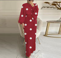 Robe Musulmane Bohème Imprimée à Pois S-XXL Décontractée Élégante Robe de Soirée Festival à Volants