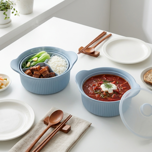 Olla Vaporera Portátil de Silicona para Alimentos de Bebé, 600ML/1280ML, 3 Compartimentos, Apta para Microondas, para Cocinar Verduras, Carne y Arroz - Product Image 2