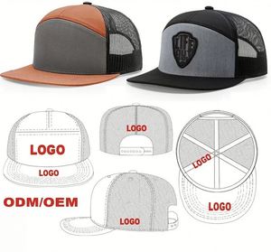 Casquettes personnalisées à 7 panneaux, design de casquette à visière plate en maille avec logo brodé, casquette de camionneur, impression numérique, casquette snapback camouflage - Product Image 5