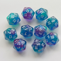 Dés à 20 faces en acrylique, écologiques et durables, effet irisé bicolore, pour jeu de Mahjong, vente directe usine