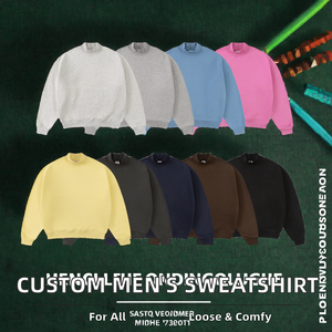 Wholesale Custom Unisex Solid <b>Lined</b> Winter <b>Sweatshirt</b> 350gsm <b>Fleece</b> Crew Neck Oversized - Product Image 2