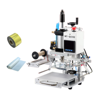 Mesin Hot Stamping Pneumatik Desktop KJ-WT-QS102 Semi-Otomatis dengan Pengumpan & Penggulung Foil, Pencetak Hot Foil Emboss Logo