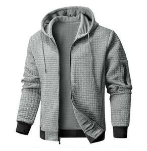Waffle Người Đàn Ông Của Hoodies Áo Nỉ Chất Lượng Cao 100% Cotton Người Đàn Ông Của Thể Thao Giản Dị Áo Quá Khổ Đầy Đủ Zip Up Áo Người Đàn Ông - Product Image 4