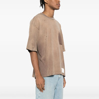 T-shirt vintage pour hommes OEM personnalisé épaules tombantes surdimensionné avec logo vieilli délavé à l'acide délavé