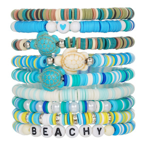 Ocean Series Polymer Clay Stackable <b>Bracelet</b> Set Beachy <b>Turtle</b> Beaded Women Gift Jewelry Spring 2025 - Product Image 5