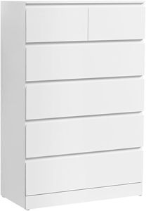 Cómoda Moderna Blanca de Madera con 6 Cajones y Rieles de Acero Lisos para Sala de Estar o Dormitorio - Product Image 6
