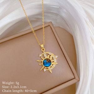 Collar De Acero Inoxidable Diamond Elegant Gorgeous Diamond Necklace for Women Titanium Steel <b>Chain</b> Clavicle Star Moon Necklace - Product Image 6