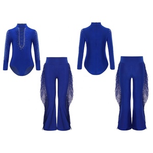 ชุดแสดงเต้นรำลาตินสำหรับเด็กผู้ชายอายุ 6-16 ปี ชุดเลโอตาร์ดพร้อมกางเกงขาบานสำหรับการแสดงบนเวทีและการแข่งขันเต้นรำ - Product Image 3