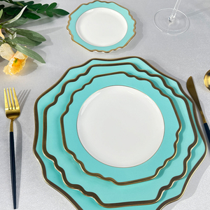 Table Ware <b>Dinnerware</b> <b>Sets</b> Big Plates Gold Plate Chargers Beautiful Green and Gold Dinner <b>Sets</b> - Product Image 6