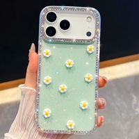 Coque IMD Bling Strass Fleur pour iPhone 17 Pro Max 17 Air 16 Plus 15 Pro 14 13 Diamant Filles Étoile Marguerite Housse Arrière