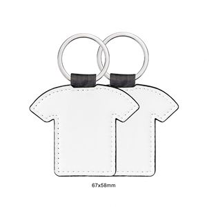Sublimation <b>Blank</b> Keychain Heat Transfer PU Leather <b>Key</b> Chain T-shirt Shape Keyrings for Present DIY Making - Product Image 1