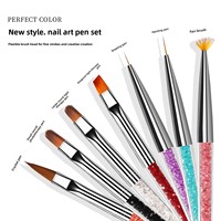 Ensemble de 7 pinceaux pour nail art, pinceaux professionnels en acrylique pour ongles, kit de pinceaux pour ongles