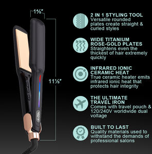 Lisseur de cheveux professionnel électrique en céramique à ions 450 degrés, chauffage rapide, plaque large en titane, <span class=keywords><strong>plancha</strong></span> - Product Image 3