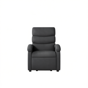 Fauteuil inclinable gris foncé moderne avec revêtement en cuir PU, fonctionnement manuel, accoudoirs rembourrés, dossier solide, design contemporain - Product Image 1