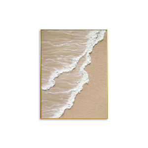 Main <span class=keywords><strong>Peinture</strong></span> À L'huile <span class=keywords><strong>Beige</strong></span> <span class=keywords><strong>Plage</strong></span> Texture <span class=keywords><strong>Peinture</strong></span> Blanc Océan Vagues Impasto Art Mural Moderne Minimaliste Maison Mur Décor - Product Image 2
