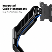 Support de bureau ergonomique pour un seul moniteur, VESA 75 100, support à ressort mécanique, construction métallique, capacité de 10 kg pour une meilleure performance