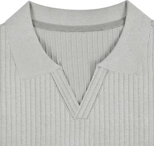 Polo <span class=keywords><strong>de</strong></span> Cuello <span class=keywords><strong>en</strong></span> V para Hombre, Camiseta <span class=keywords><strong>de</strong></span> Golf <span class=keywords><strong>de</strong></span> Poliéster Ajustada <span class=keywords><strong>de</strong></span> <span class=keywords><strong>Manga</strong></span> Corta o Larga, Camiseta Suave <span class=keywords><strong>de</strong></span> Punto Acanalado - Product Image 6