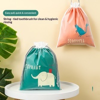 Sac de rangement de voyage imperméable en plastique à double couche en forme de cube avec fermeture à cordon pour chaussures, sous-vêtements, vêtements sales
