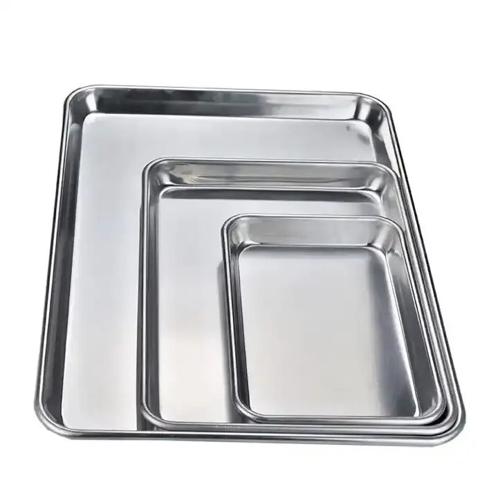 Plateau de cuisson antiadhésif commercial de taille standard de 60*40cm plateau de cuisson en métal d'acier inoxydable d'aluminium de taille personnalisée pour le four
