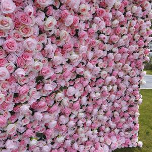 Nouvelle Décoration Murale de Fond pour Fête de Mariage Thème Roses Roses, Rideau Ornemental, Mur de Fleurs Artificielles en Soie - Product Image 5