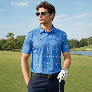 Polo de Golf con Estampado Completo para Hombre y Mujer, Diseño de Pelotas de Golf, Secado Rápido, Sublimado, para Golfistas - Product Image 1