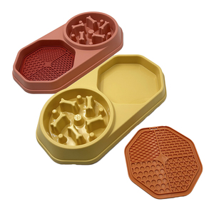 Lifetop mới 2 trong 1 khô ướt thực phẩm nhựa chó liếm Mat chậm trung chuyển đôi bát BPA miễn phí chậm ăn bát cao su liếm Pad - Product Image 1