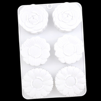 1251 Kostenlose Probe 6-Loch Silikonform mit verschiedenen Blumen- und Sonnenblumenformen für Kuchen, Seife, Kerzen und Harz