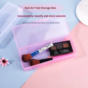 Boîte à outils rectangulaire en plastique au meilleur prix avec trous pour le rangement des pinceaux de maquillage et des bijoux, design transparent et coloré - Product Image 2