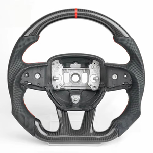 Volant en fibre de carbone haute brillance pour <span class=keywords><strong>Dodge</strong></span> Challenger <span class=keywords><strong>Charger</strong></span> 2015-2023, cuir perforé résistant <span class=keywords><strong>à</strong></span> la transpiration, personnalisé - Product Image 1