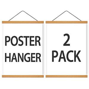 Support magnétique pour affiches en bois de teck avec corde de suspension pour affiches A4 A3, toiles, photos, impressions d'art, affichage mural, bureau, salon - Product Image 5