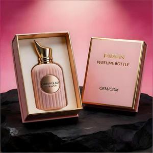 Caja <span class=keywords><strong>de</strong></span> Embalaje Personalizada y Etiquetas Metálicas, Botella <span class=keywords><strong>de</strong></span> Perfume <span class=keywords><strong>de</strong></span> Vidrio <span class=keywords><strong>de</strong></span> Lujo Vacía, Recubierta <span class=keywords><strong>de</strong></span> Terciopelo Rosa, 50ml 100ml, con Tapa Dorada - Product Image 3