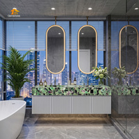 Plan de travail de salle de bain en pierre précieuse, personnalisé, rétroéclairé, en cristal vert translucide, avec lavabo intégré