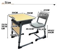 Ensemble de bureau et chaise d'école réglables avec panneau frontal en bois, pieds en U, table d'étude avec fente pour stylo, mobilier ergonomique pour étudiants