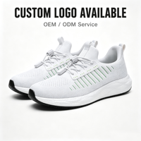 Chaussures de marche décontractées pour hommes, blanches, respirantes, en tricot, sans lacets, à boucle, semelle épaisse en mousse, vente en gros, OEM, ODM, personnalisables